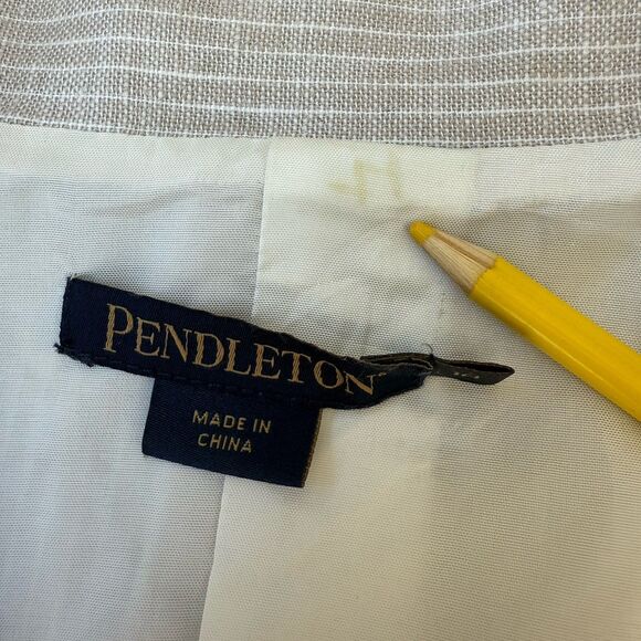 Pendleton Linen Blazer Women’s Size 10 Cream Pin Stripe Blazer Academia Preppy - Picture 12 of 12